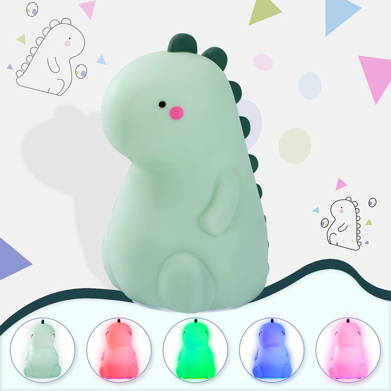 Dinosaur Night Light for Kids Cute Color Changing Silicone Baby Touch Sensor Portable Rechargeable L